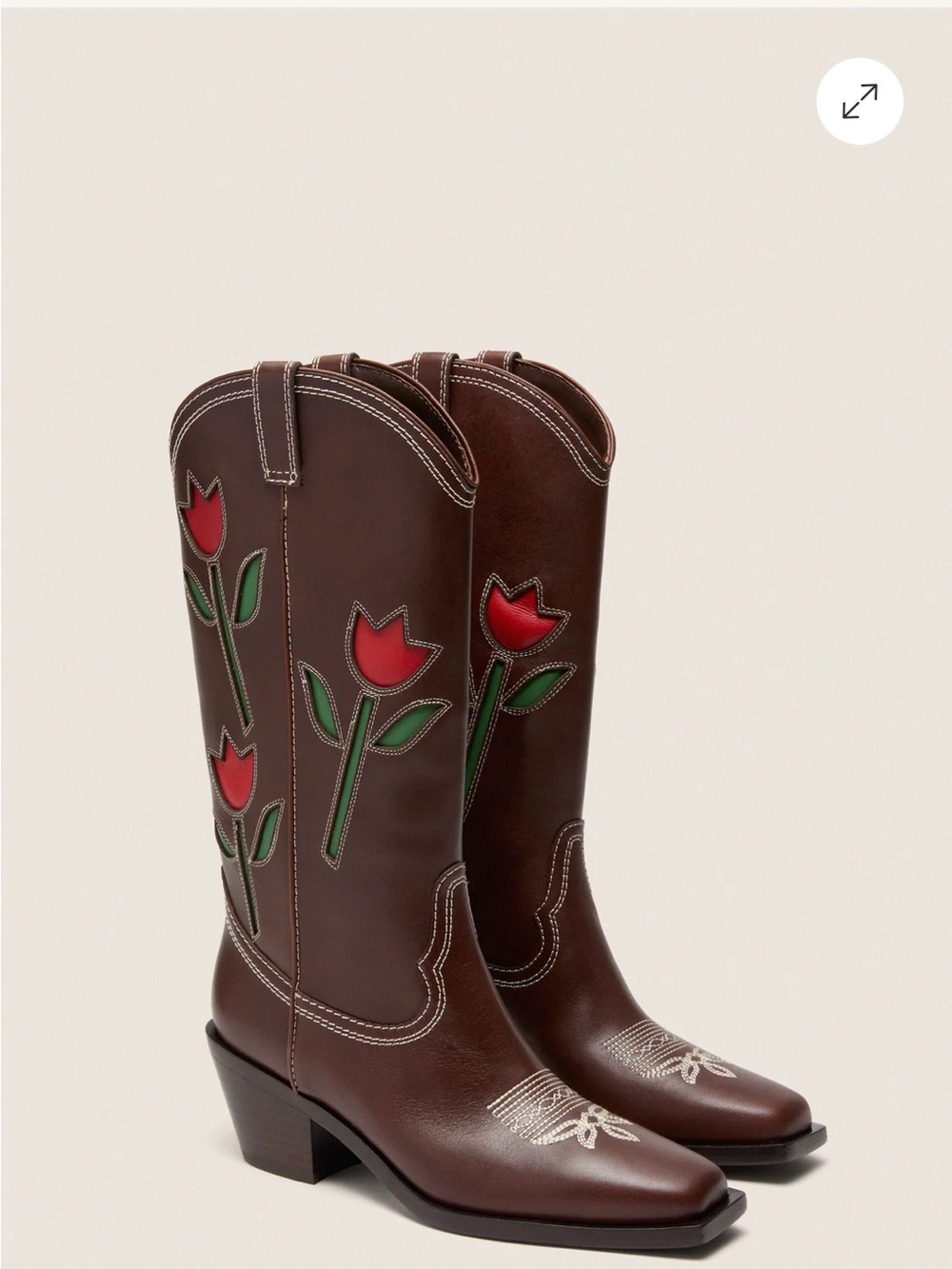 Loeffler Randall- Espresso Vachetta with Tulips Wilder Boot